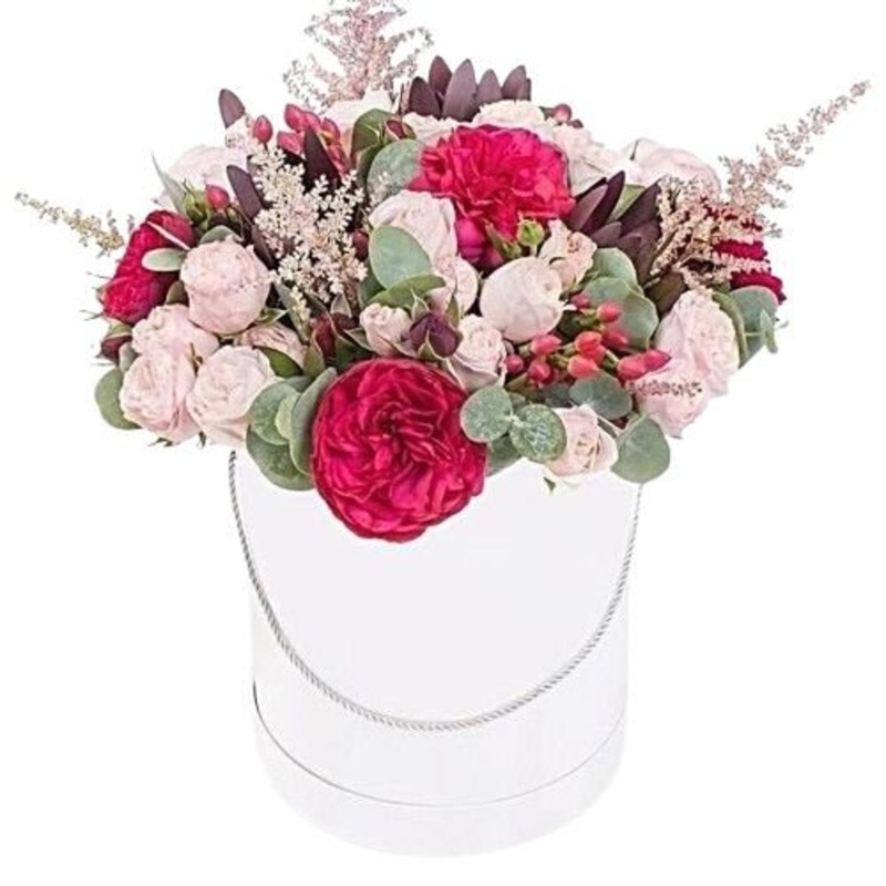 Rosiness Garden Box-Extra Small (15 stems) & Small (20 stems) & Regular (25 stems) & Medium (30 stems) & Large (35 stems) & Luxury (50 stems) & Glamour (60 stems) & Exclusive Glamour (80 stems) & Premium (100 stems)-Hat Box & Square Box & Heart Box-WHITE