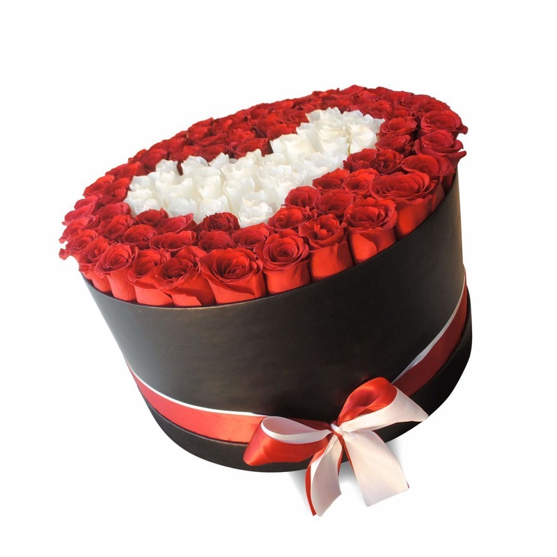 White Heart on Red Box-Extra Small (30 stems) & Small (40 stems) & Regular (50 stems) & Large (60 stems) & Extra Large (80 stems) & Luxury (100 steams) & Glamour (120 stems) & Exclusive Glamour (140 stems) & Premium (160 stems) & Premium Extra (180 stems)