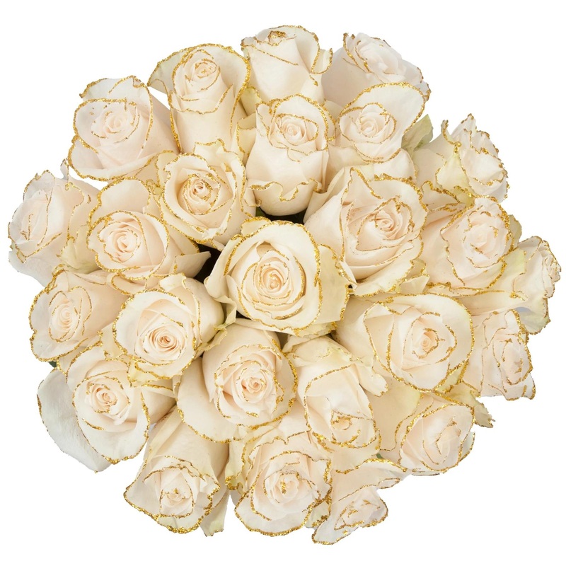 White Rose Gold Glitter Bouquet