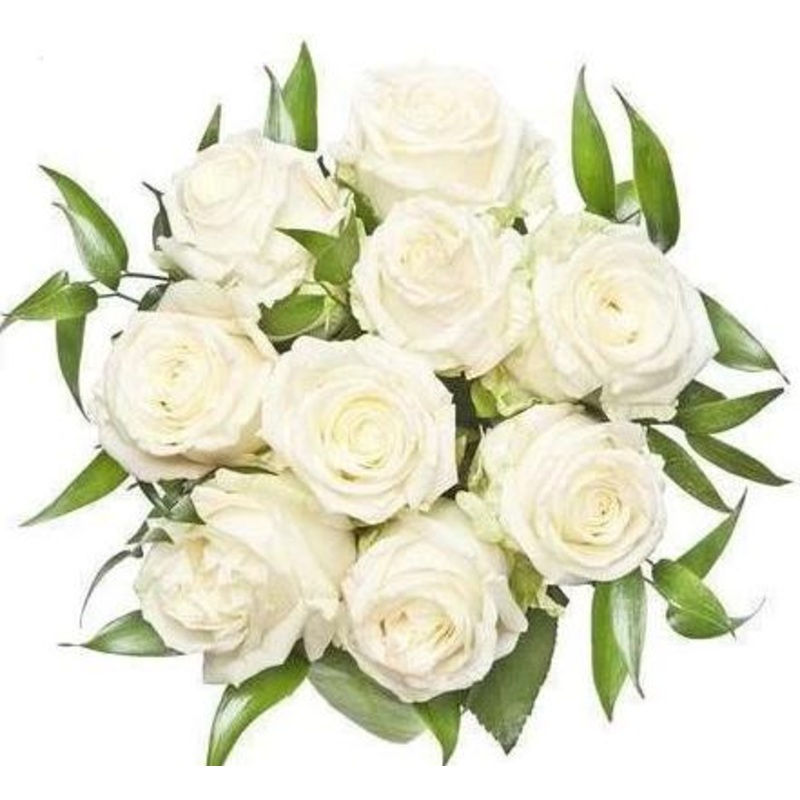 White Roses With Ruscus Bouquet