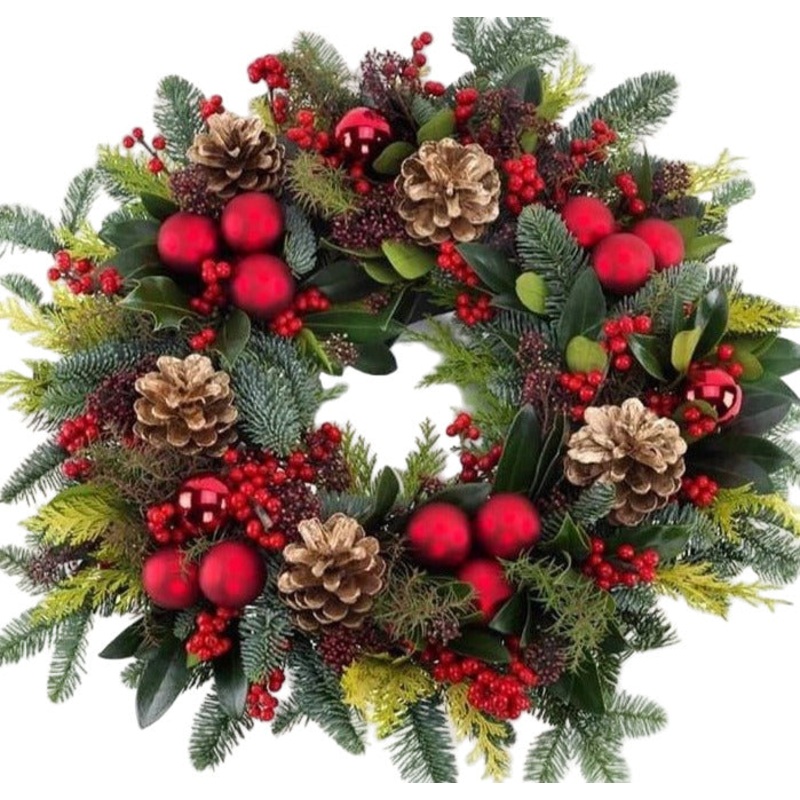 Festive Christmas Wreath-36cm  (14 inch) & 42cm (16 inch) & 50cm (20 inch) & 60cm (24 inch) & 80cm (32 inch) & 100cm (40 inch)