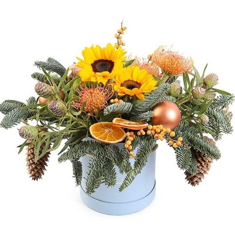 Orange Festive Joy Hat Box-Small (8 stems) & Regular (12 stems) & Medium (15 stems) & Large (20 stems) & Extra Large (25 stems) & Glamour (30 stems)-Hat Box & Square Box & Heart Box-Blue Box & Cream Box & Black Box & Orange Box