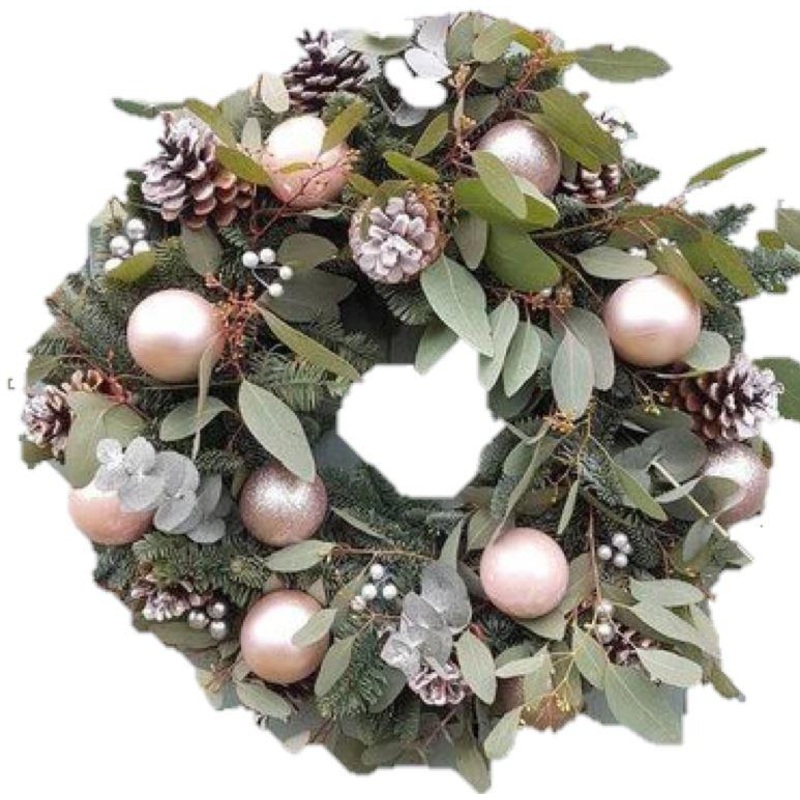 Pastel Holly Christmas Wreath-36cm  (14 inch) & 42cm (16 inch) & 50cm (20 inch) & 60cm (24 inch)