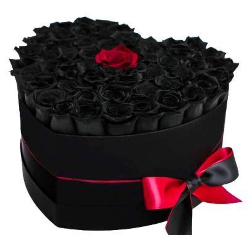 Black and Red Loving You Flower Heart Box