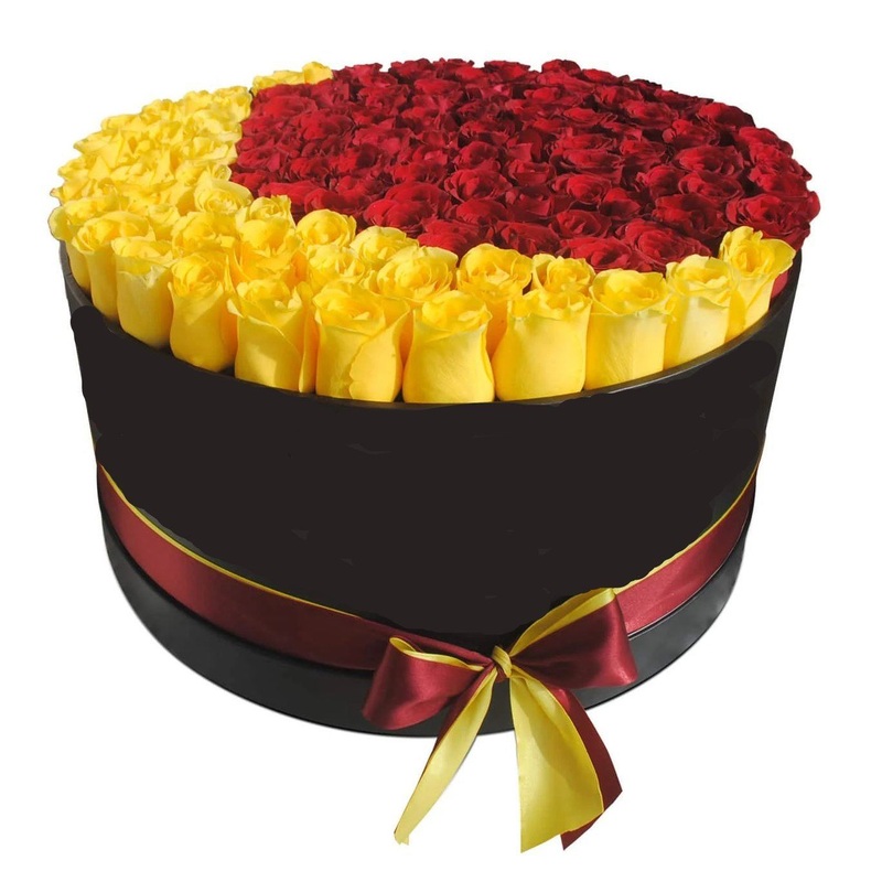Luxury Red and Yellow Roses Box