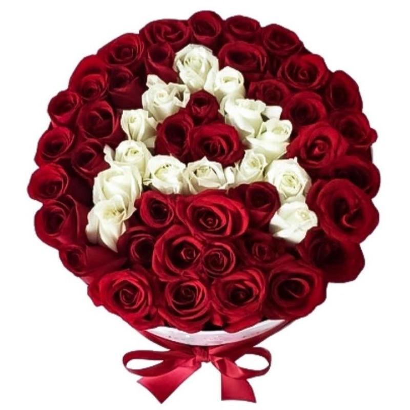 Red and White Roses Initial Flower Box