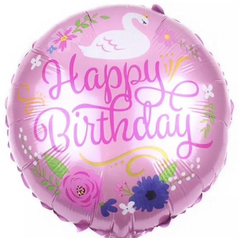 18in Happy Birthday with Swan Balloon