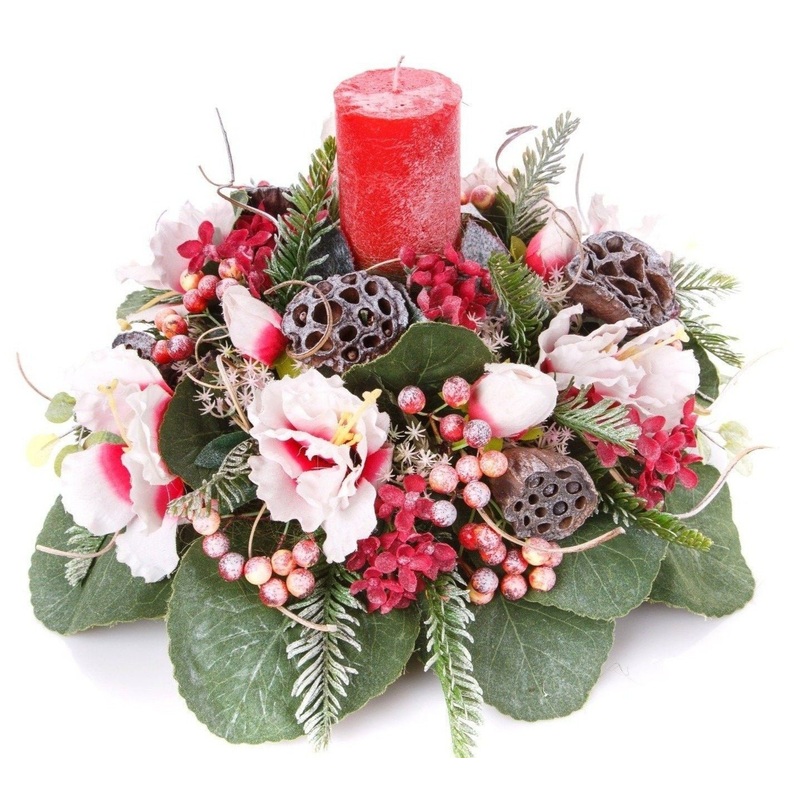 Ceneterpiece in Red with White Anemone