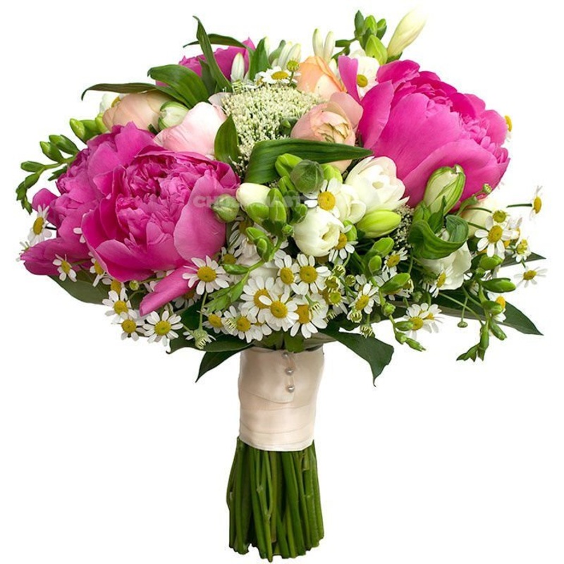 Cerise Peonies Bridal Bouquet-Medium (25 stems) & Regular (30 stems) & Large (35 stems) & Extra Large (40 stems) & Luxury (45 stems)