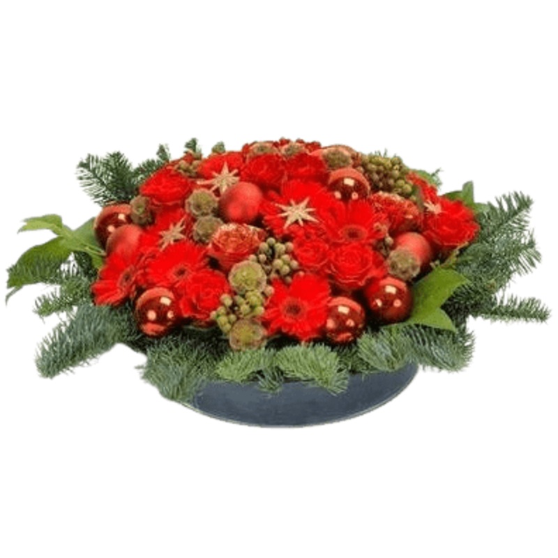 Red Festive Box Arrangement-Extra Small (15 stems) & Small (20 stems) & Medium (30 stems) & Large (40 stems) & Extra Large (50 stems)