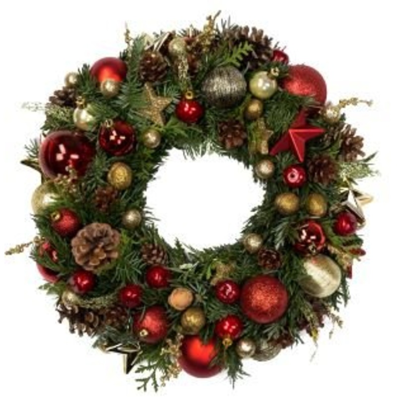 Red with Gold Christmas Wreath