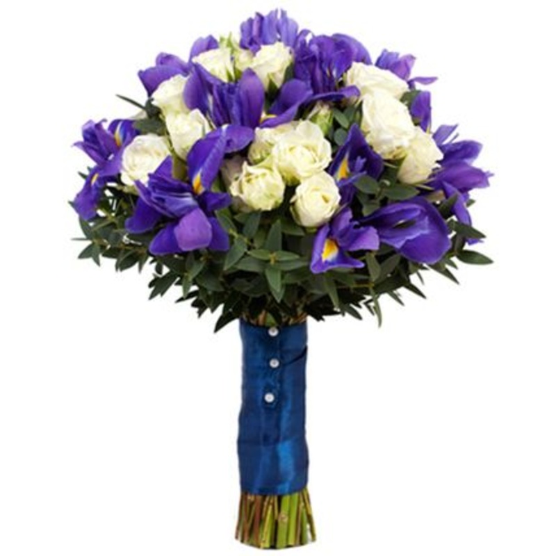 Spray Roses and Iris Bridal Bouquet