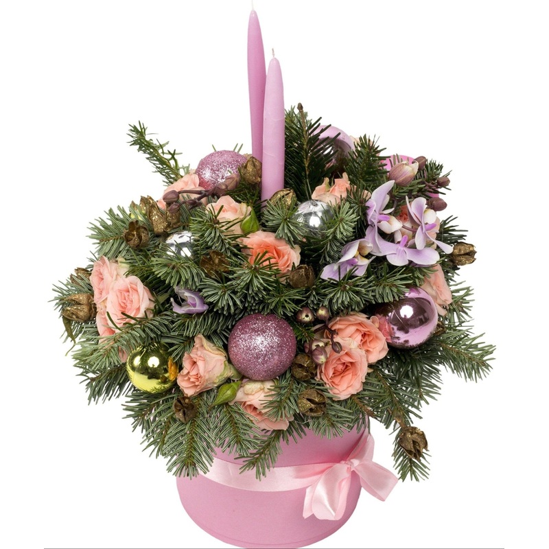 Spray Roses Christmas Box-Extra Small (10 stems) & Small (15 stems) & Medium (20 stems) & Large (25 stems) & Extra Large (30 stems) & Luxury (40 stems) & Glamour (50 stems)-Pink Box & Gray Box & Black Box & White Box & Rose Gold Box-Hat Box & Heart Box &