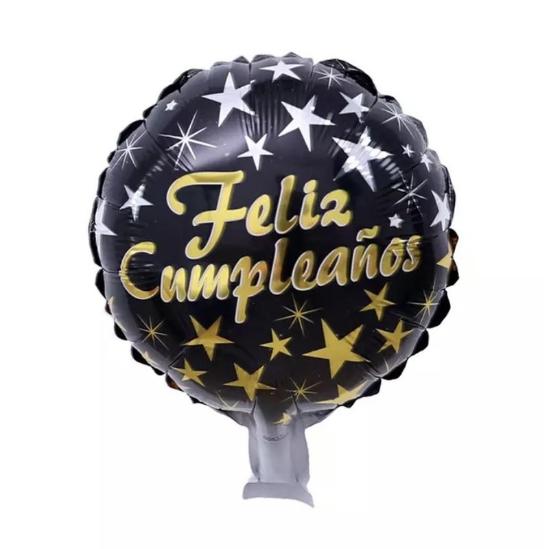 Feliz Cumpleaos Spanish  Black and Gold Balloons 10inch