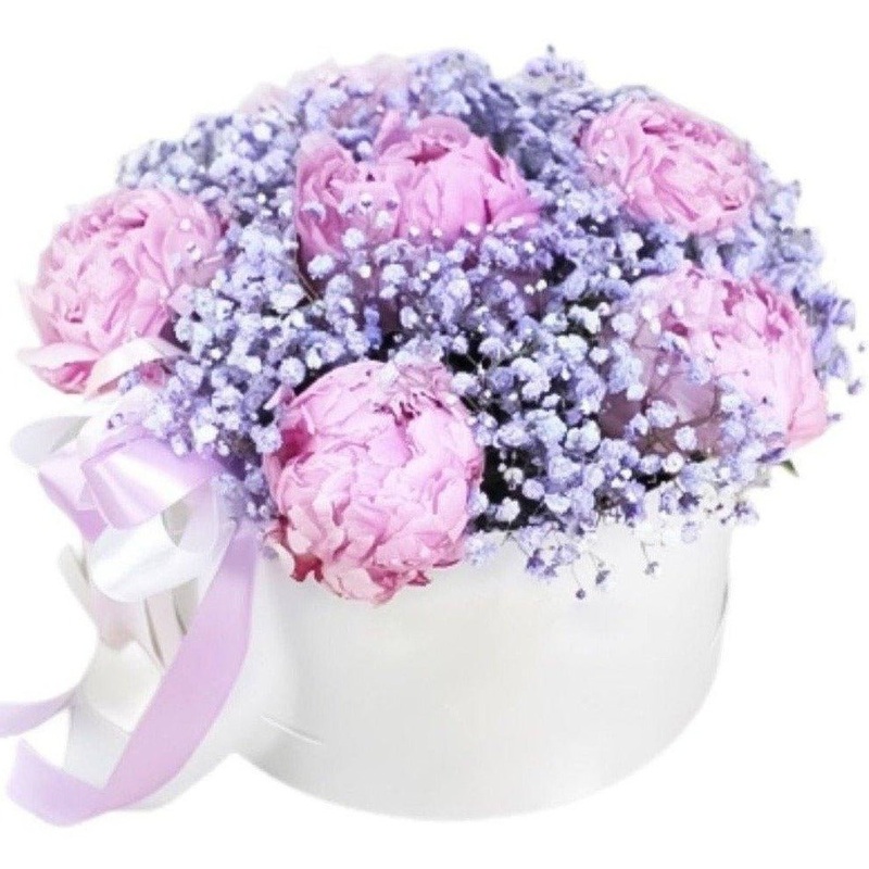 Peonies with Gypsophila Box-Extra Small (5 Peonies + Gypsophila) & Small (7 Peonies + Gypsophila) & Medium (10 Peonies + Gypsophila) & Standard (12 Peonies + Gypsophila) & Standard Plus (16 Peonies + Gypsophila) & Large (20 Peonies + Gypsophila) & Extra L