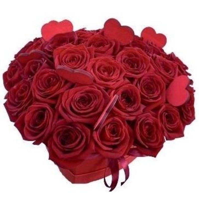 Red Roses with Heart Luxury Box