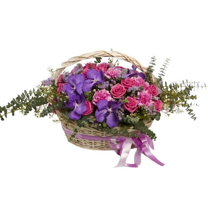 Vanda Orchids and Roses Basket