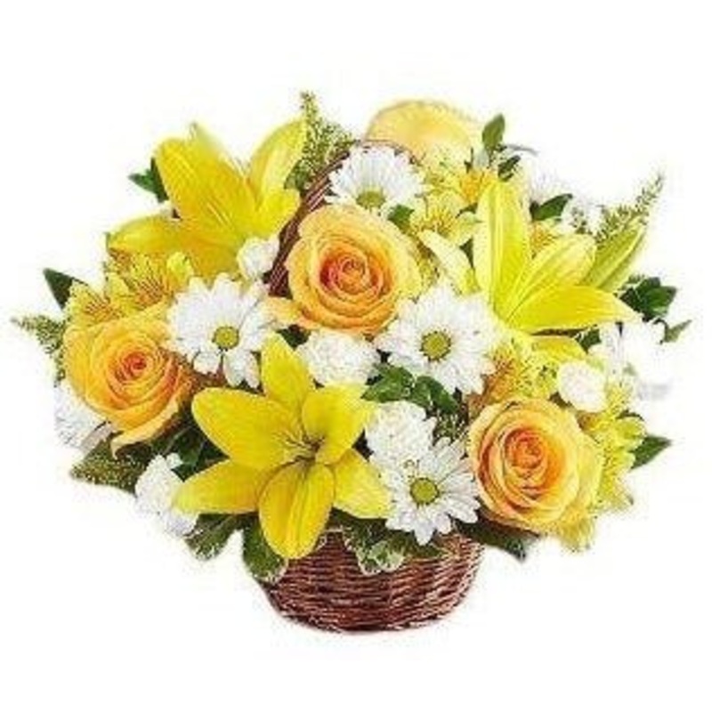 Yellow Basket Colors-Extra Small (10 stems) & Small (15 stems) & Medium (20 stems) & Regular (25 stems) & Large (30 stems) & Extra Large (40 stems) & Luxury (50 stems) & Glamour (60 stems) & Exclusive Glamour (75 stems) & Premium (90 stems) & Premium Extr