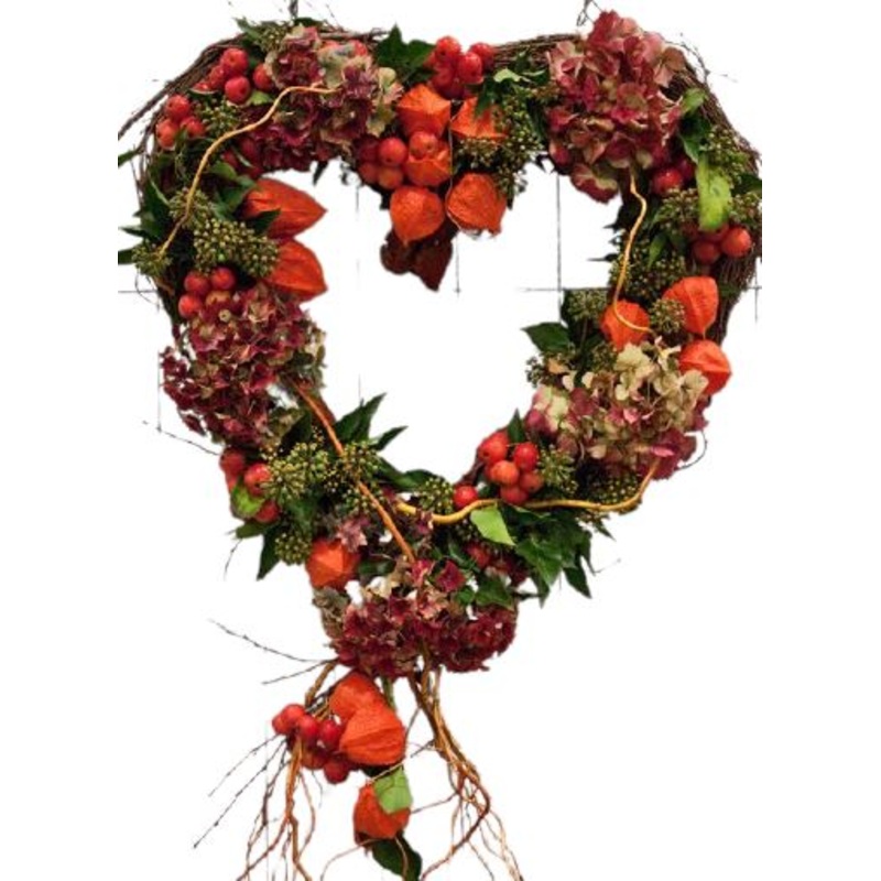 Autumn Heart Flower Wreath-27cm  (10 inch) & 38cm  (15 inch) & 46cm  (18 inch) & 54cm (22 inch)
