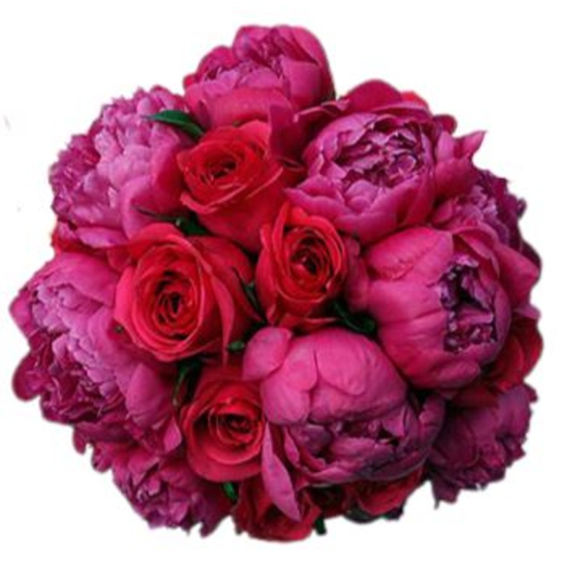 Cerise Peonies and Red Roses Bouquet