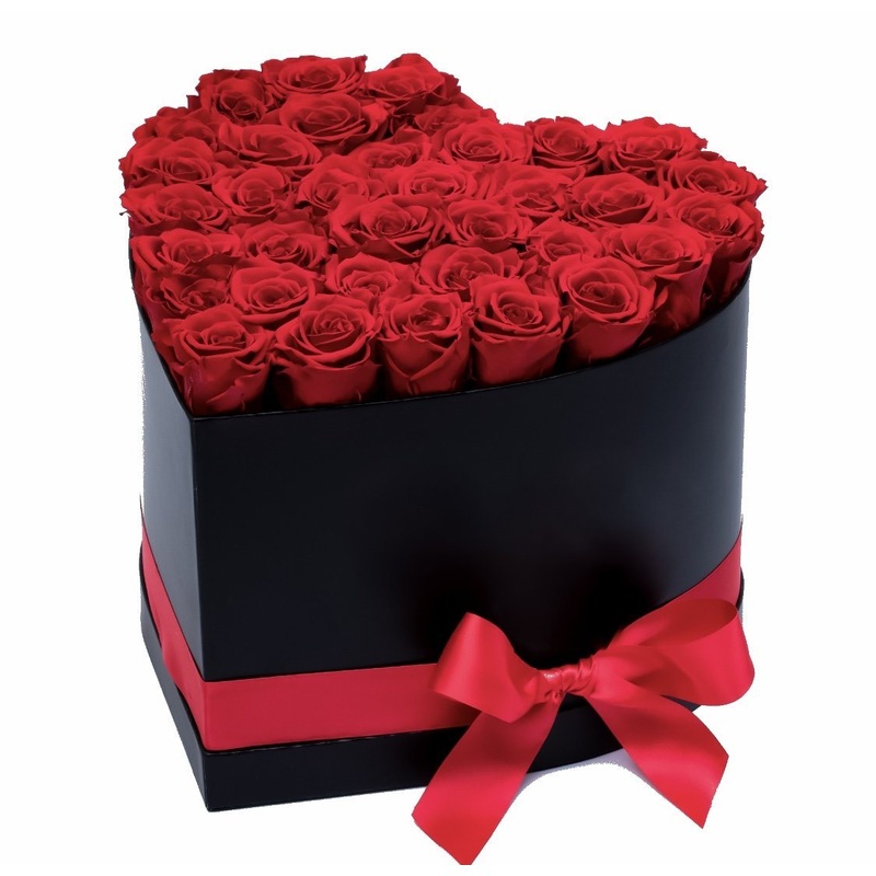 Infinity Roses Heart Box – Rose Head  5cm