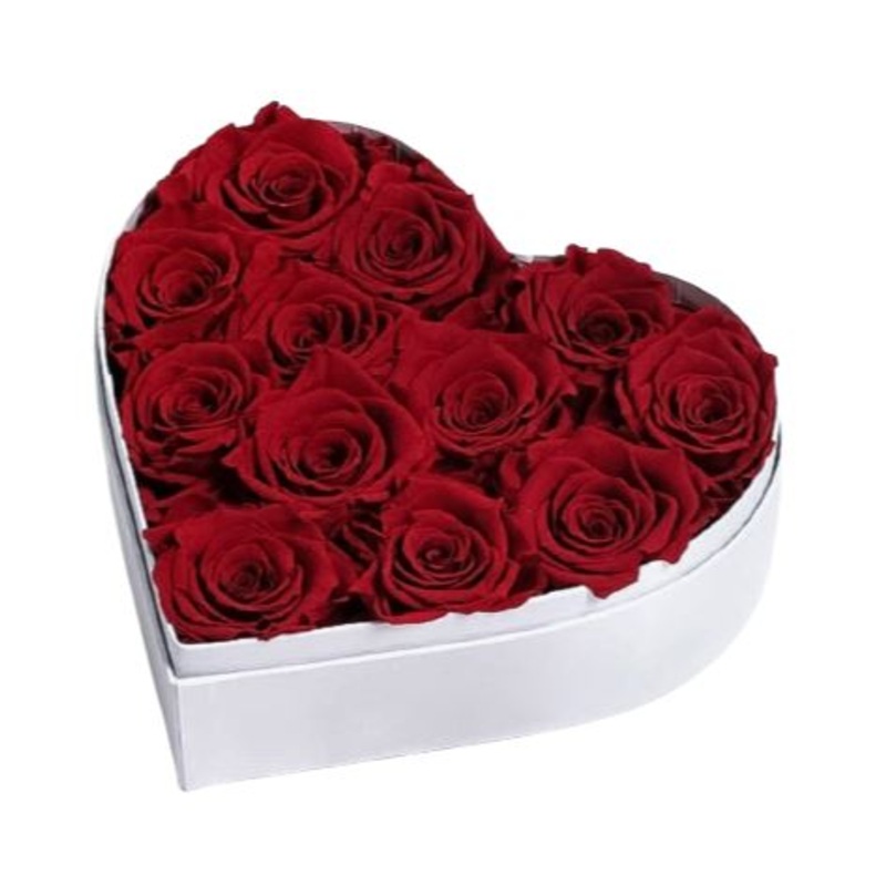 Infinity Roses Lux Heart Box –  Rose Head  7cm