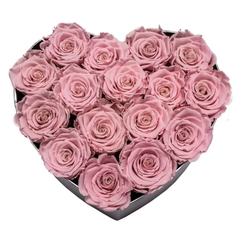 Infinity Roses Luxury Heart Box –  Rose Head  7cm