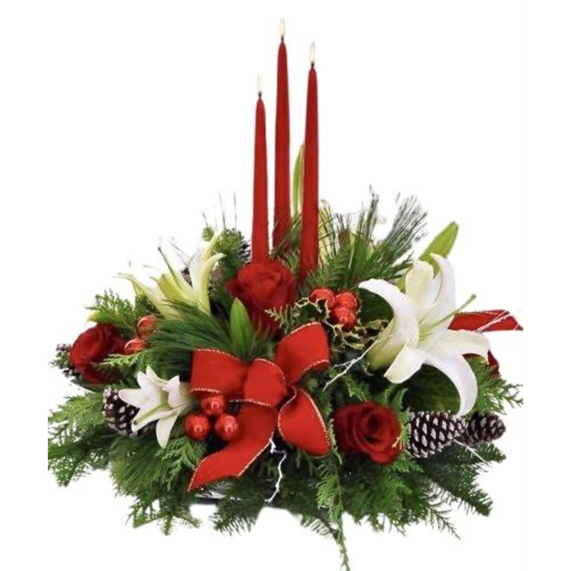 Red and White Christmas Centerpiece
