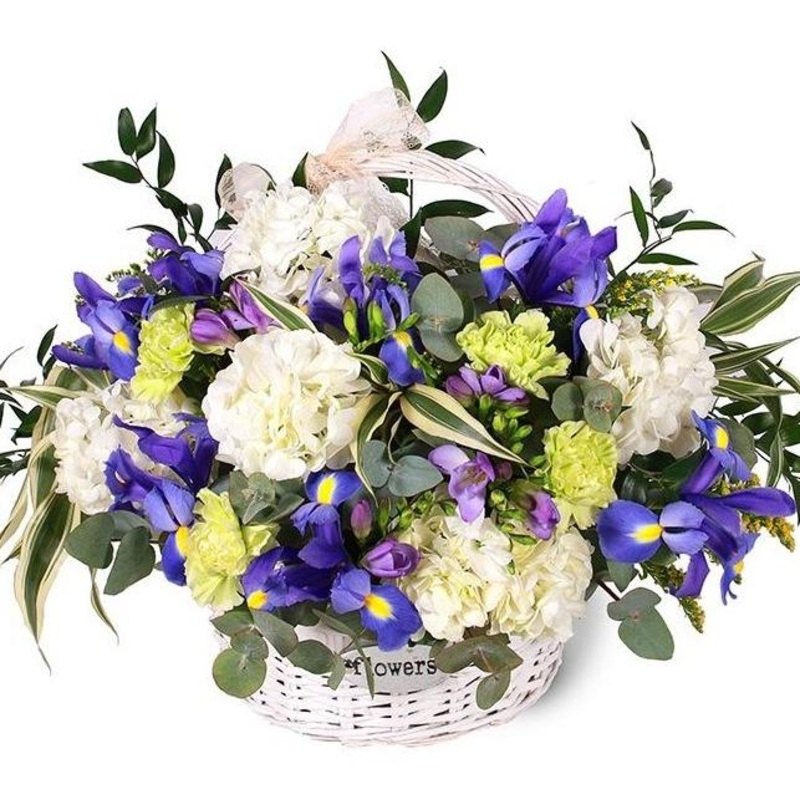 White and Purple Flower Basket