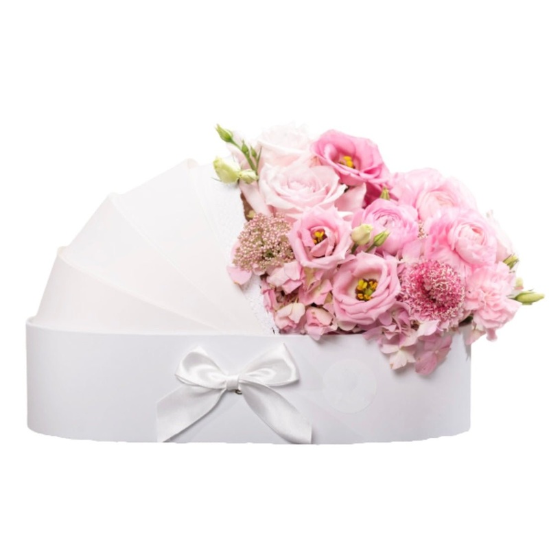Baby Girl Flowers in Cradle Box