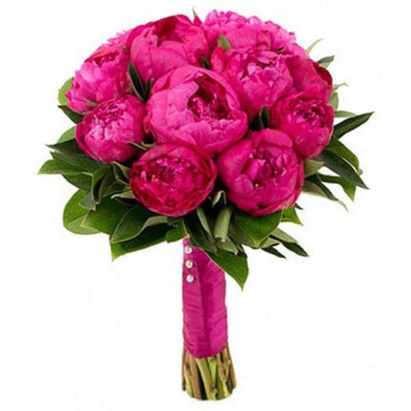 Cerise Peony Bridal Bouquet-Small (6 stems) & Medium (10 stems) & Regular (12 stems) & Large (15 stems) & Extra Large (20 stems) & Luxury (23 stems) & Glamour (27 stems) & Premium (34 stems)