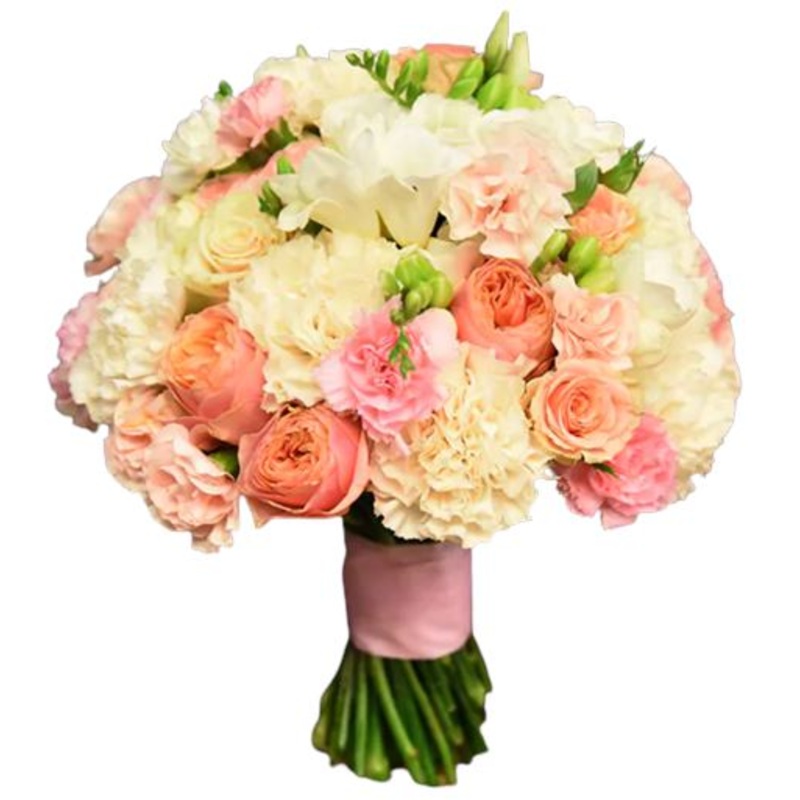 Cream and Peach Bridal Bouquet