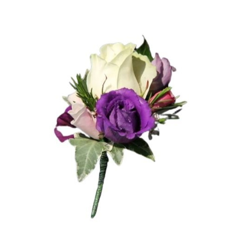 Eustoma and Rose Buttonhole