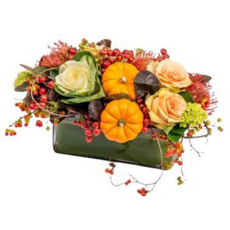 Exotic Orange Arrangement in Glass Pot