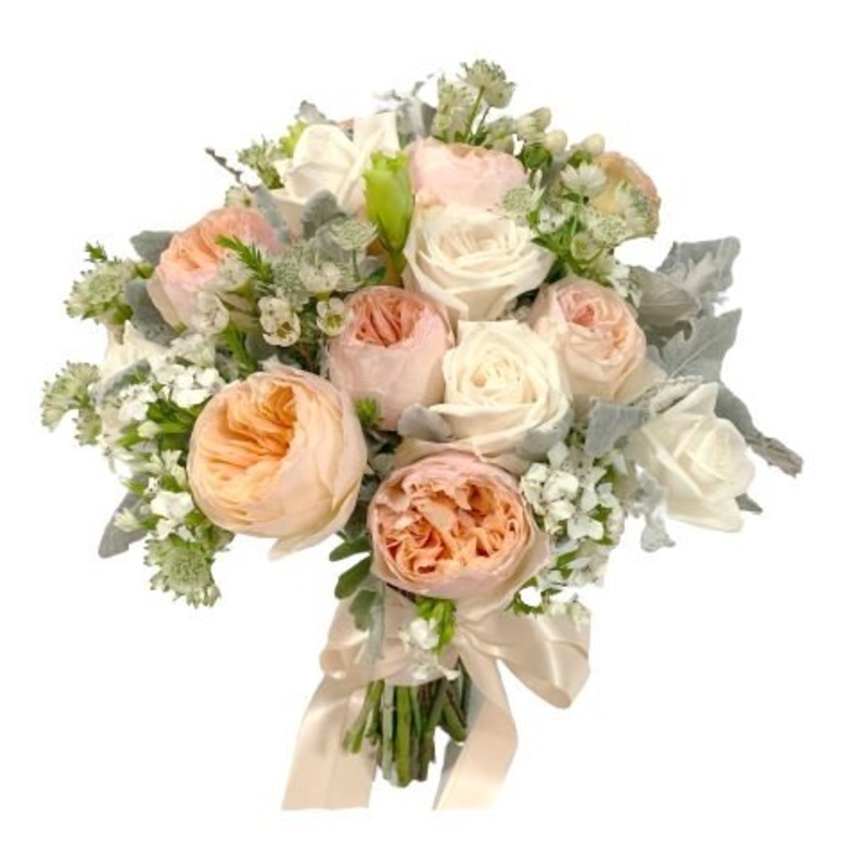 Premium Peach and White Bridal Bouquet