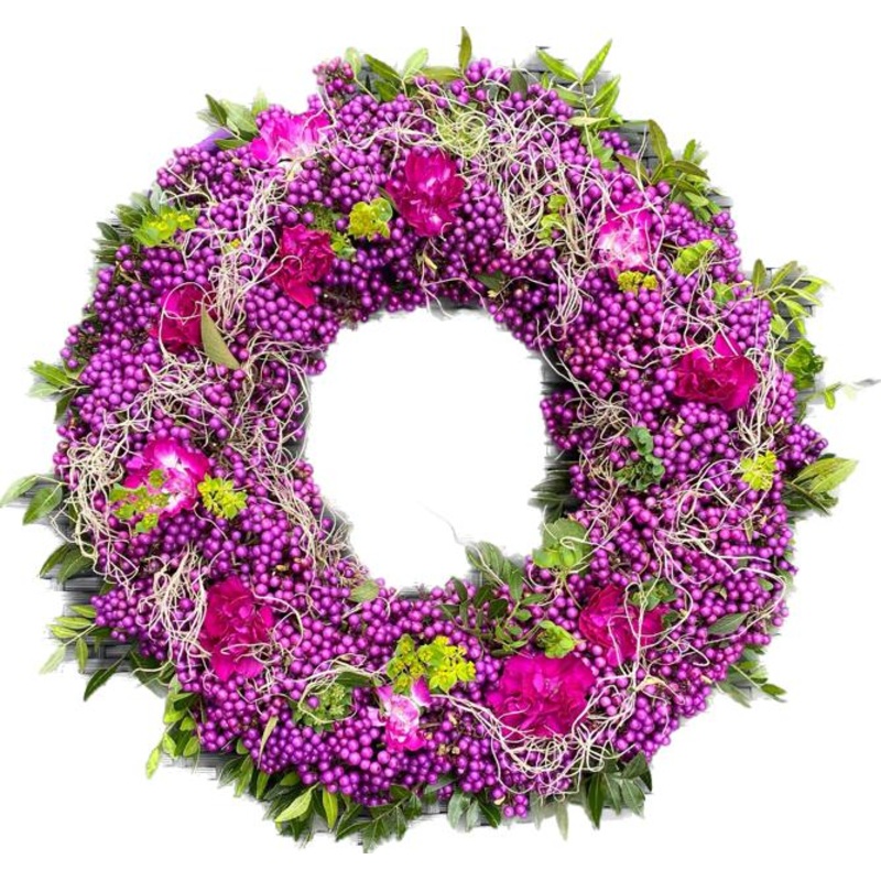 Purple Wreath with Carnations-30cm (12 inch) & 36cm  (14 inch) & 42cm (16 inch)