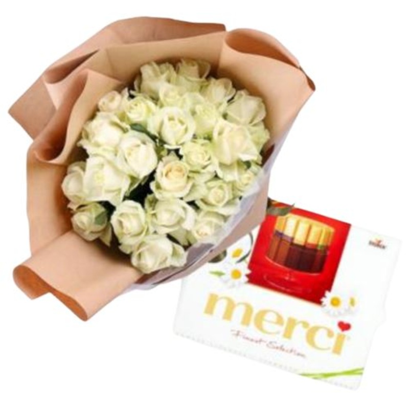 Roses Bouquet with Merci Chocolate