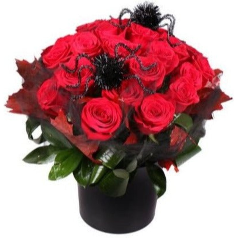 Spooky Roses Box-Small (20 stems) & Standard (25 stems) & Large (30 stems) & Extra Large (40 stems) & Luxury (50 stems) & Glamour (60 stems) & Exclusive Glamour (80 stems) & Premium (100 stems) & Premium Extra (120 stems)-Hat Box & Heart Box & Square Box-