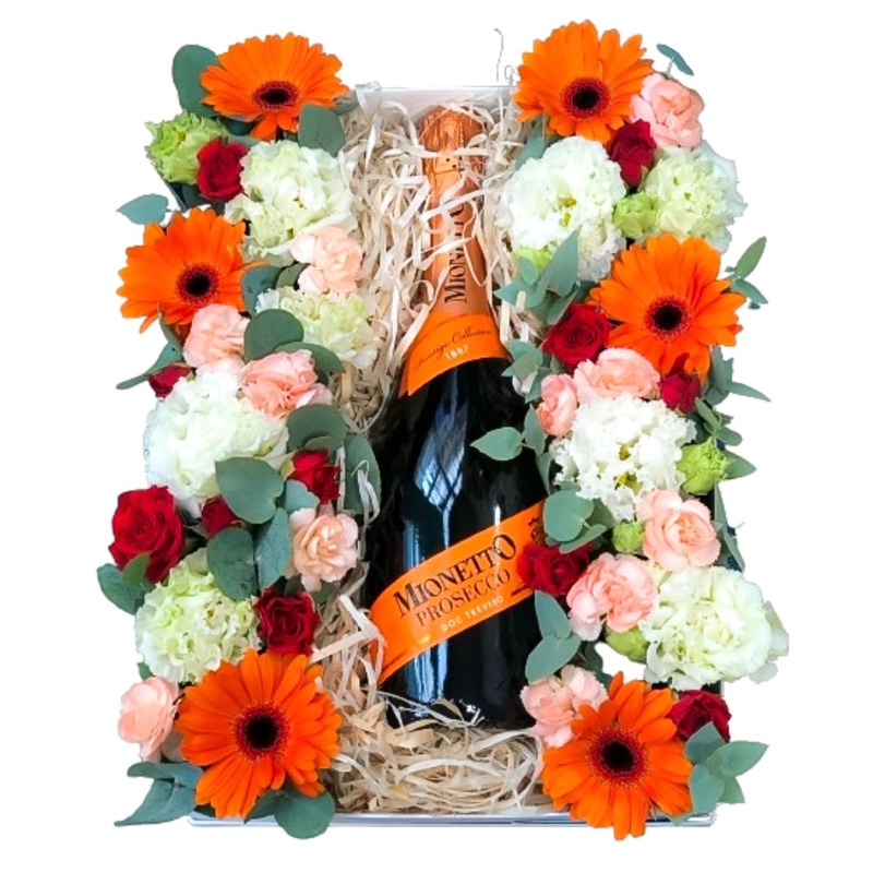 Spring Flowers with Champagne Gift Box
