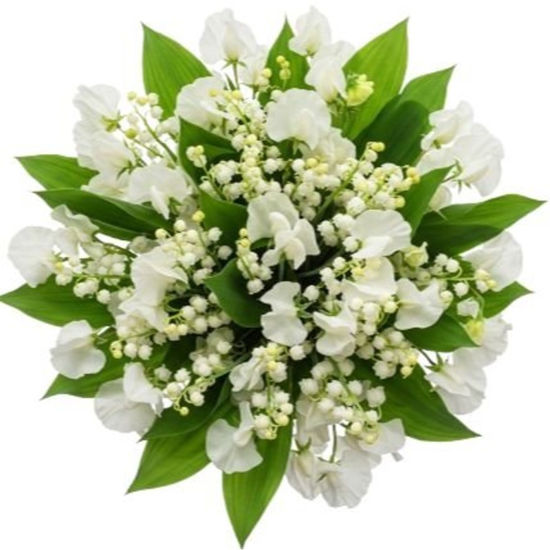 White Sweet Pea and Lily of Valley Bouquet