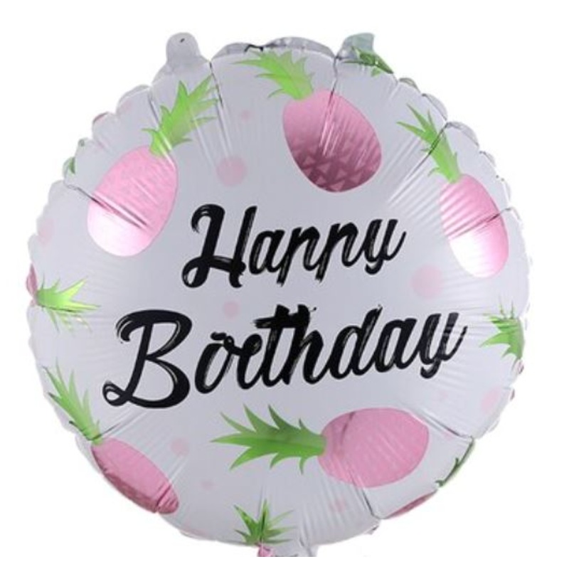 Balloon with Pink Pineapple Happy Birthday 18 inch
