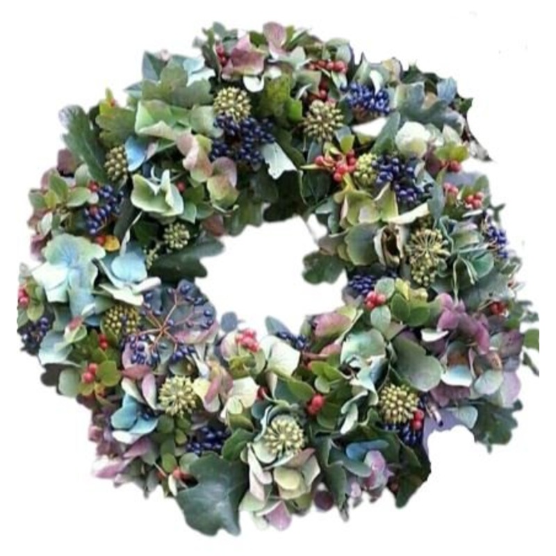 Berry and Hydrangea Natural Wreath