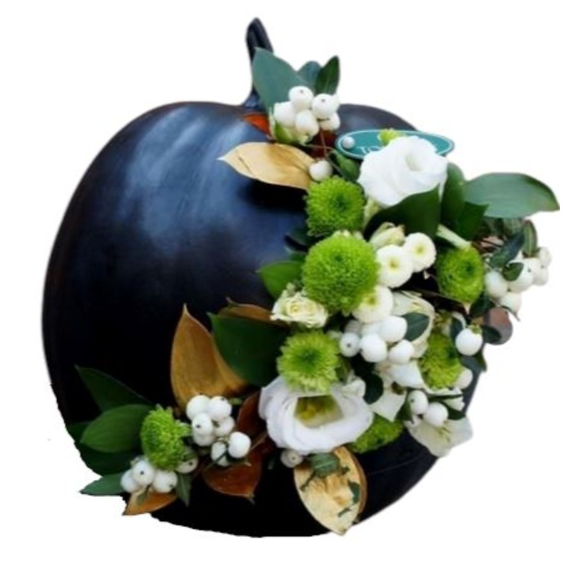 Black Pumpkin Flowers Arrangement