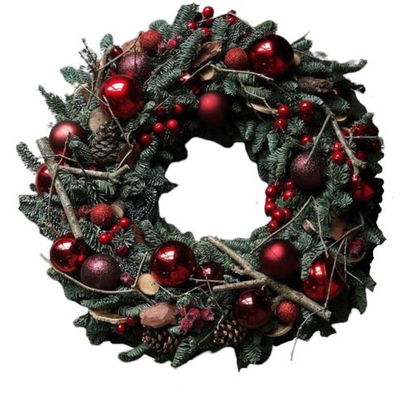 Burgundy Baubles Festive Wreath