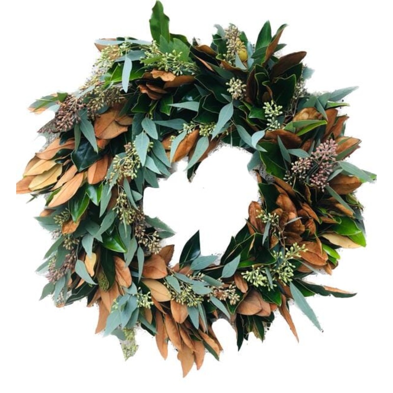 Natural Populus Berry and Magnolia Leaves Wreath