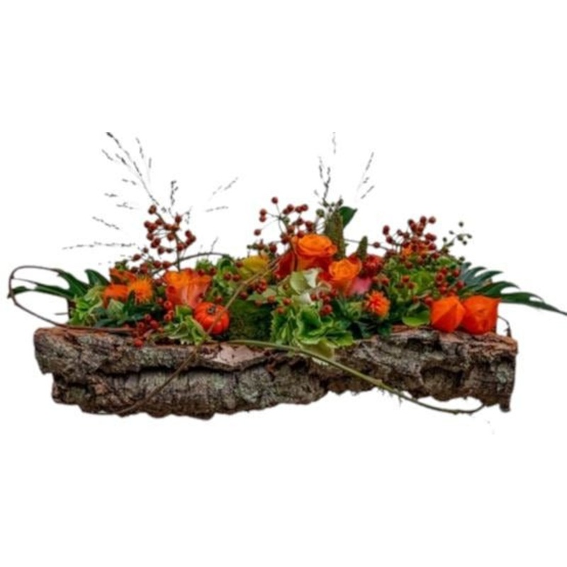 Orange and Green Cork- boat Arrangement