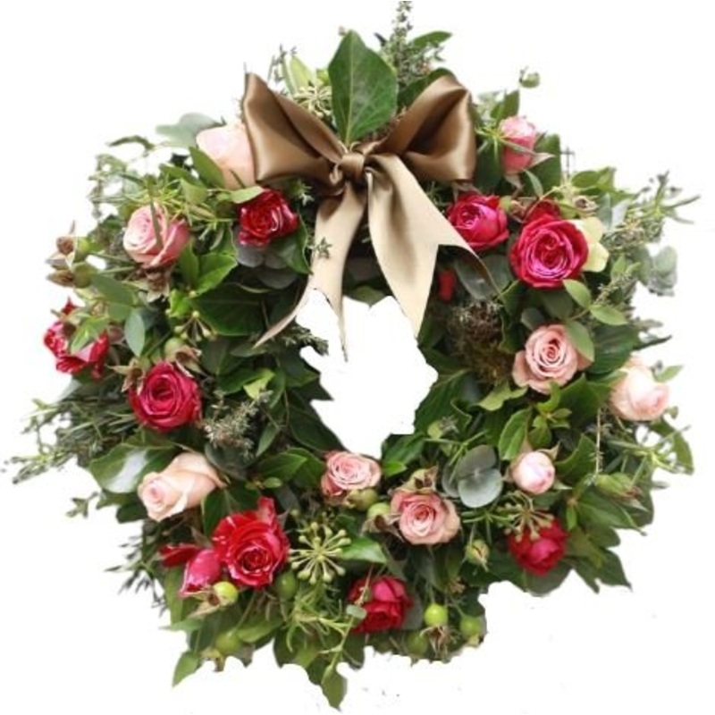 Pink Roses Door Wreath-36cm (14 inch) & 42cm  (16 inch) & 56cm (22 inch)