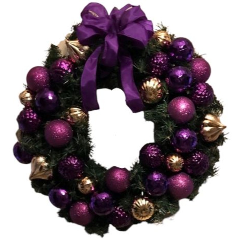 Purple Baubles Christmas Wreath