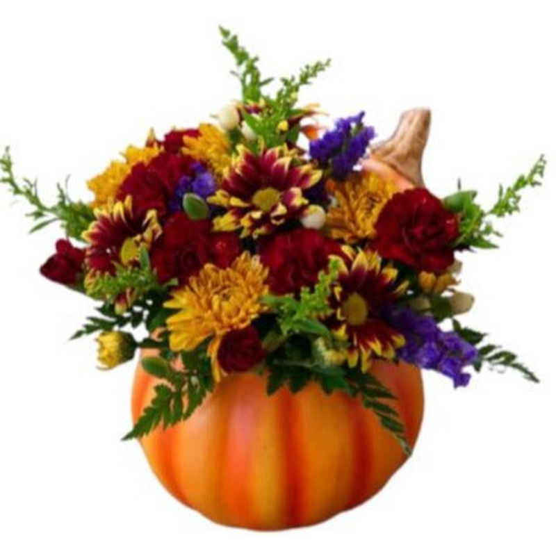 Red and Orange Pumpkin Arrangement