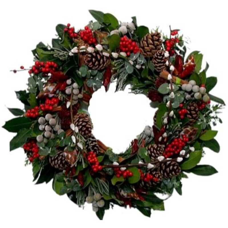Red Berry and Catkins Wreath-30cm  (12 inch) & 42cm (16 inch) & 50cm (20 inch) & 60cm (24 inch) & 80cm (32inch) & 100cm (40 inch) & 120cm (48inch)